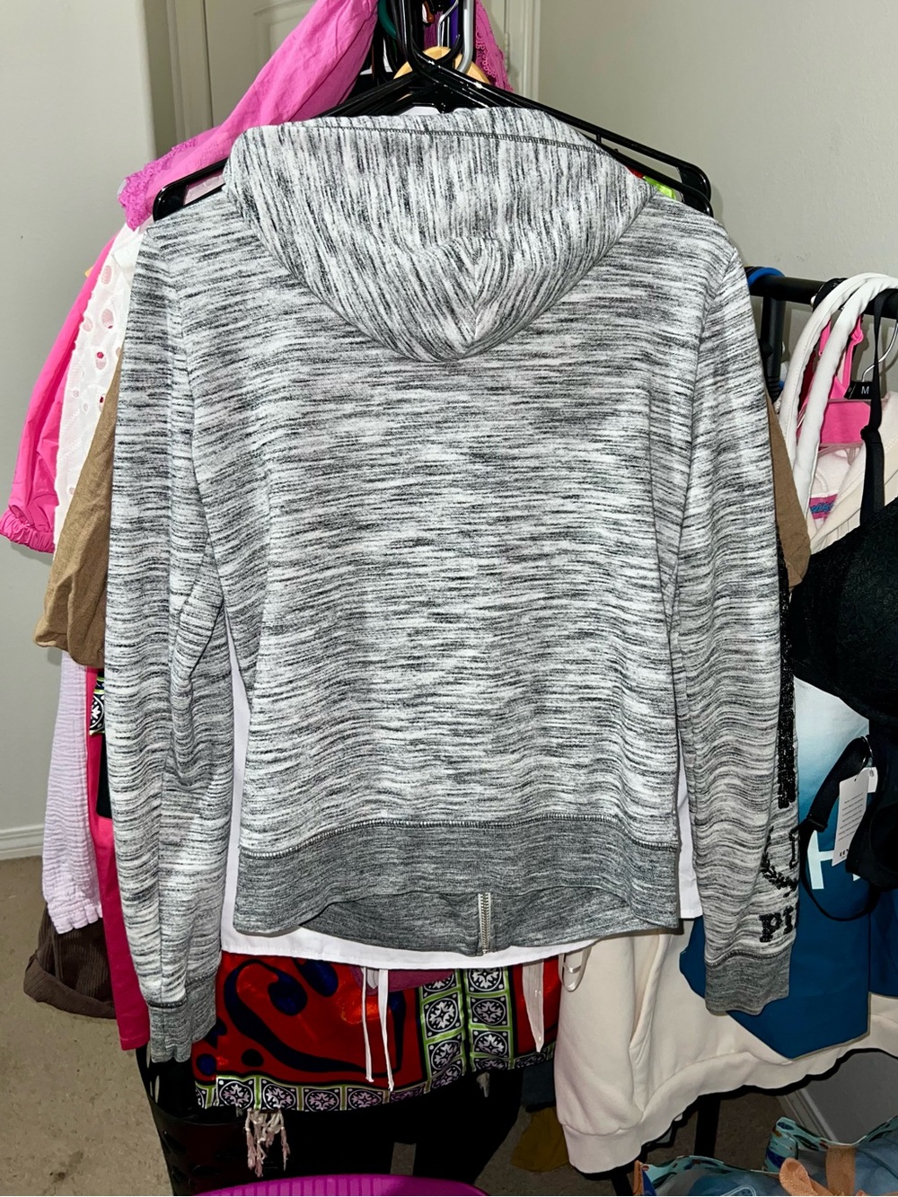 Vintage PINK Victoria's Secret Gray Marled Sequin Bling Logo Hoodie & Jogger Set - Picture 15 of 16